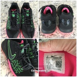 Boys Nike black pink green athletic sneakers in very good condition, size 6Y